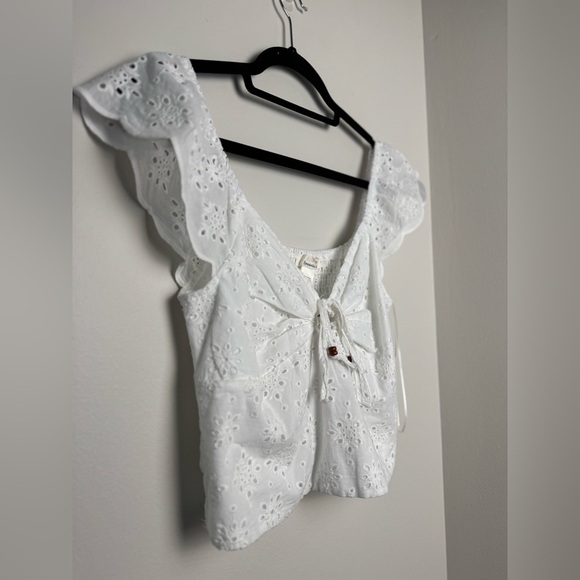 White Top Cotton Summer Beach Tropical Party NWT - Picture 4 of 8